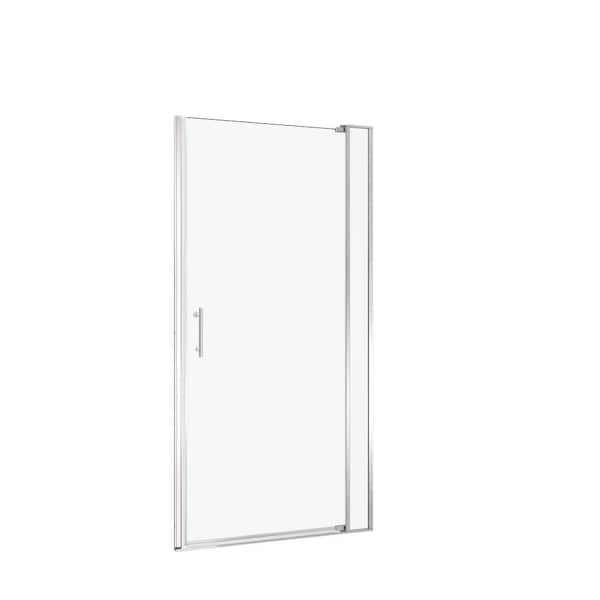 32 in.-36 in. W x 72 in. H Frameless Pivot Shower Door in Brushed Nickel with Tempered Glass and Magnetic Seal Closure