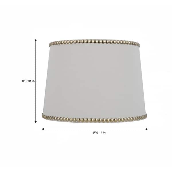 With Gold Studs Round Table Lamp Shade, Cream Drum Lampshade For Table Lamp
