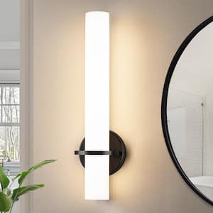 Modern LED Black Wall Sconce with Frosted Cylindrical Acrylic Shade Dimmable Sconces Wall Lighting (Set of 2)