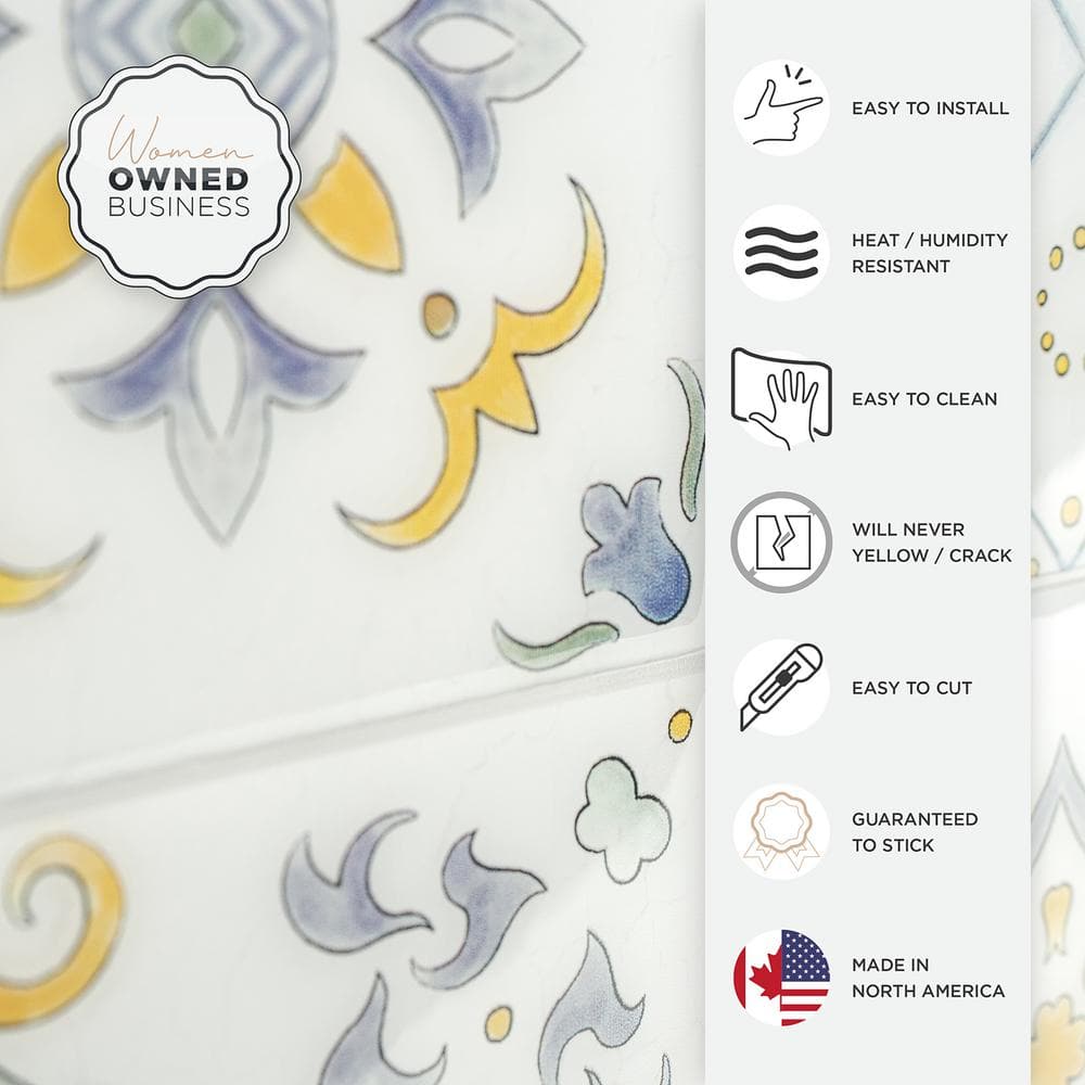 Vintage Multicolor Glossy Peel and Stick Wall Tiles