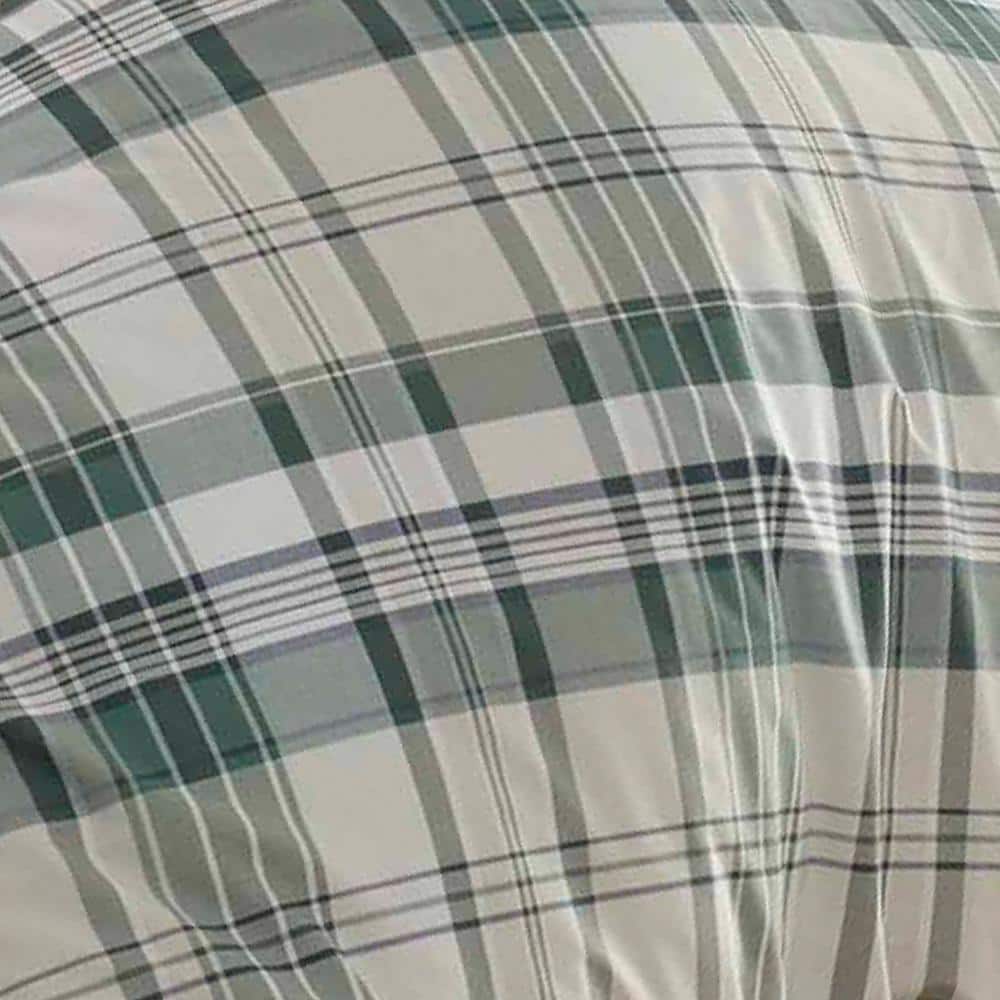 King White and Green Cotton Reversible Comforter Set