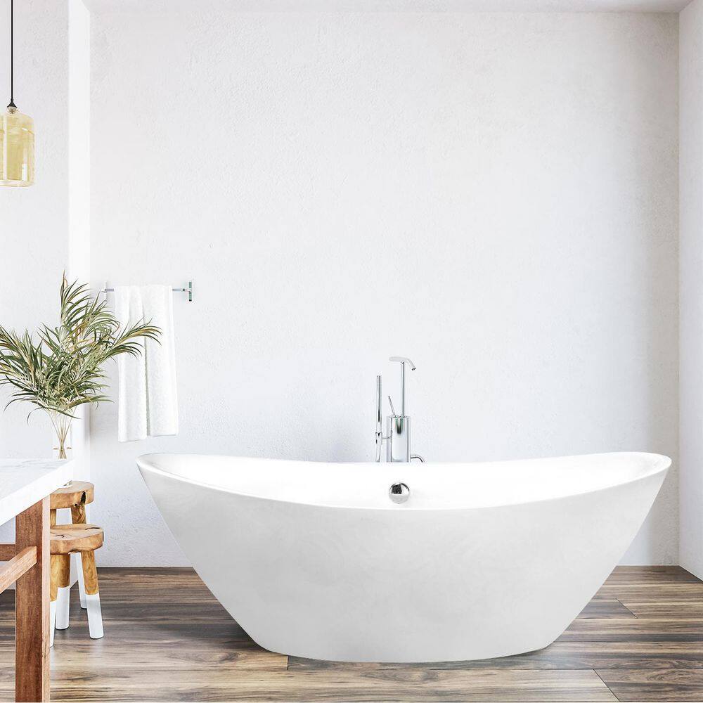 Allegra 71'' White Acrylic Freestanding Soaking Bathtub