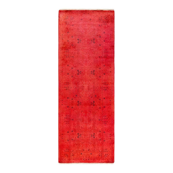 Overdyed Pink 3 ft. x 7 ft. Solid Wool Indoor Runner Rug