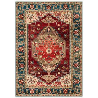 SAFAVIEH Kashan Red/Blue 8 ft. x 10 ft. Border Area Rug KSN307Q-8 - The ...