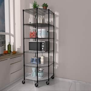 6-Tier Heavy Duty Steel Wire Corner Shelving Unit in Black (27 in. W x 27 in. H x 82 in. D)