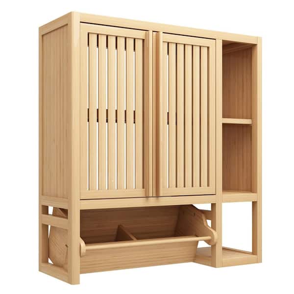 27.56 in. W x 9.84 in. D Nature Bamboo Decorative Wall Shelf