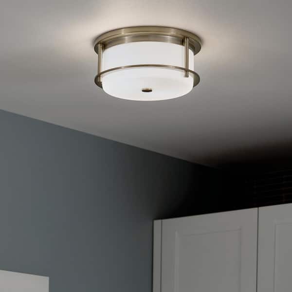 Brit 12 in. 2-Light Champagne Bronze Industrial Hallway Flush Mount Ceiling Light