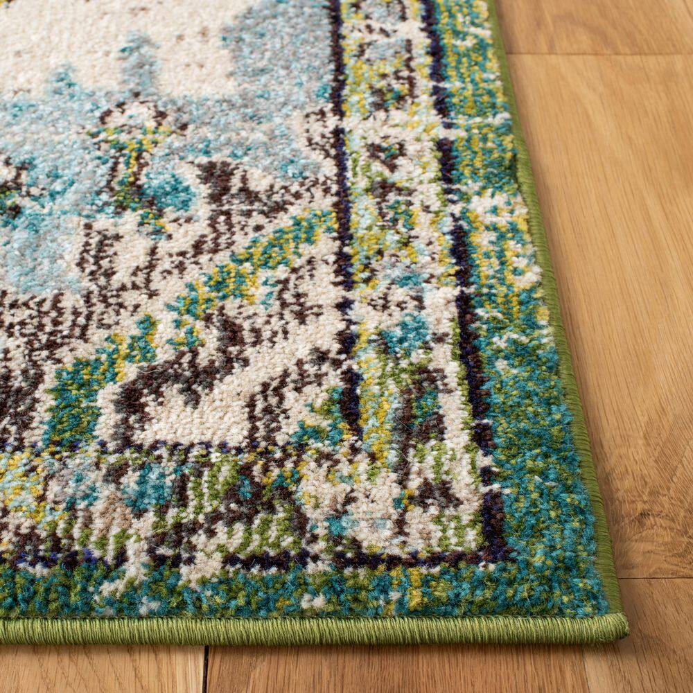 Light Blue Synthetic Square Flat Woven Handmade Rug