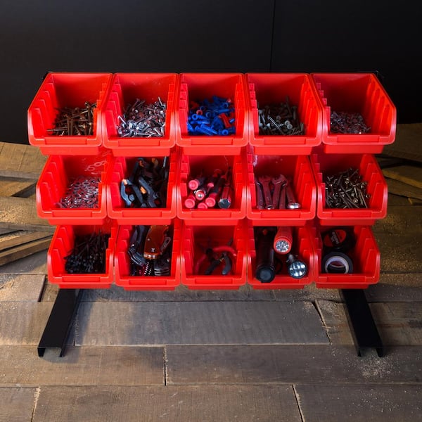 Stalwart Small Parts Organizer Tool Box, Red