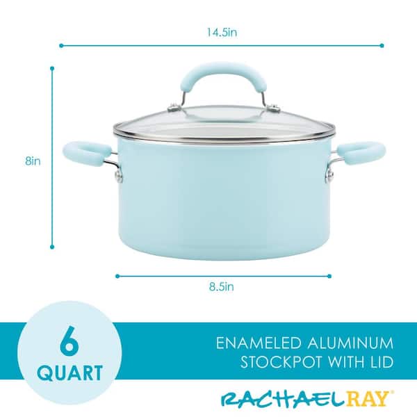 Rachael Ray 6 qt Create Delicious Aluminum Nonstick Stockpot, Teal Shimmer