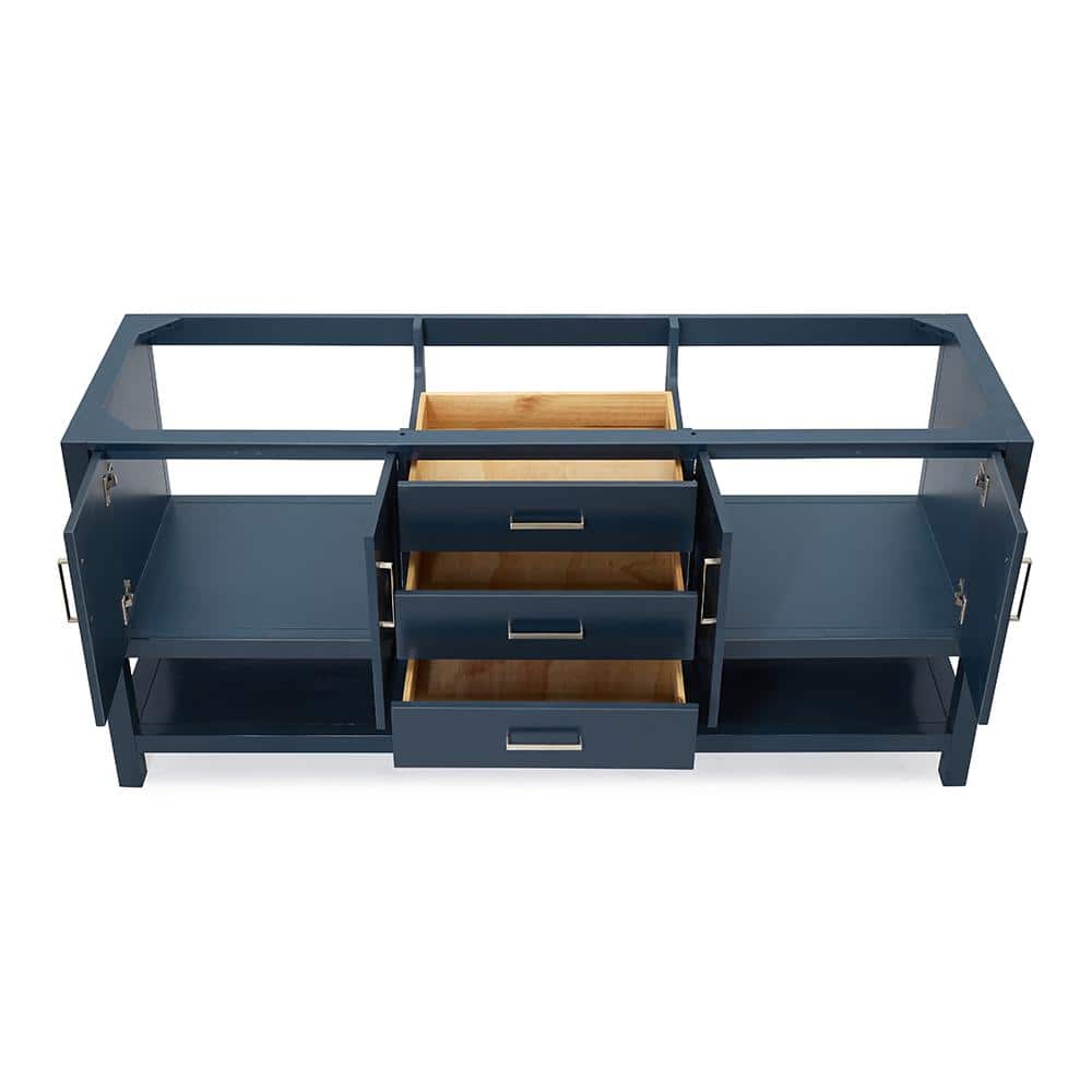 Magnolia 72" Midnight Blue Double Freestanding Vanity Cabinet