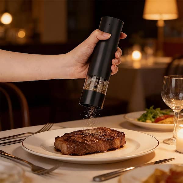 Electric Salt and Pepper Grinder with Adjustable Coarseness, USB Rechargeable Stainless Steel Mill
