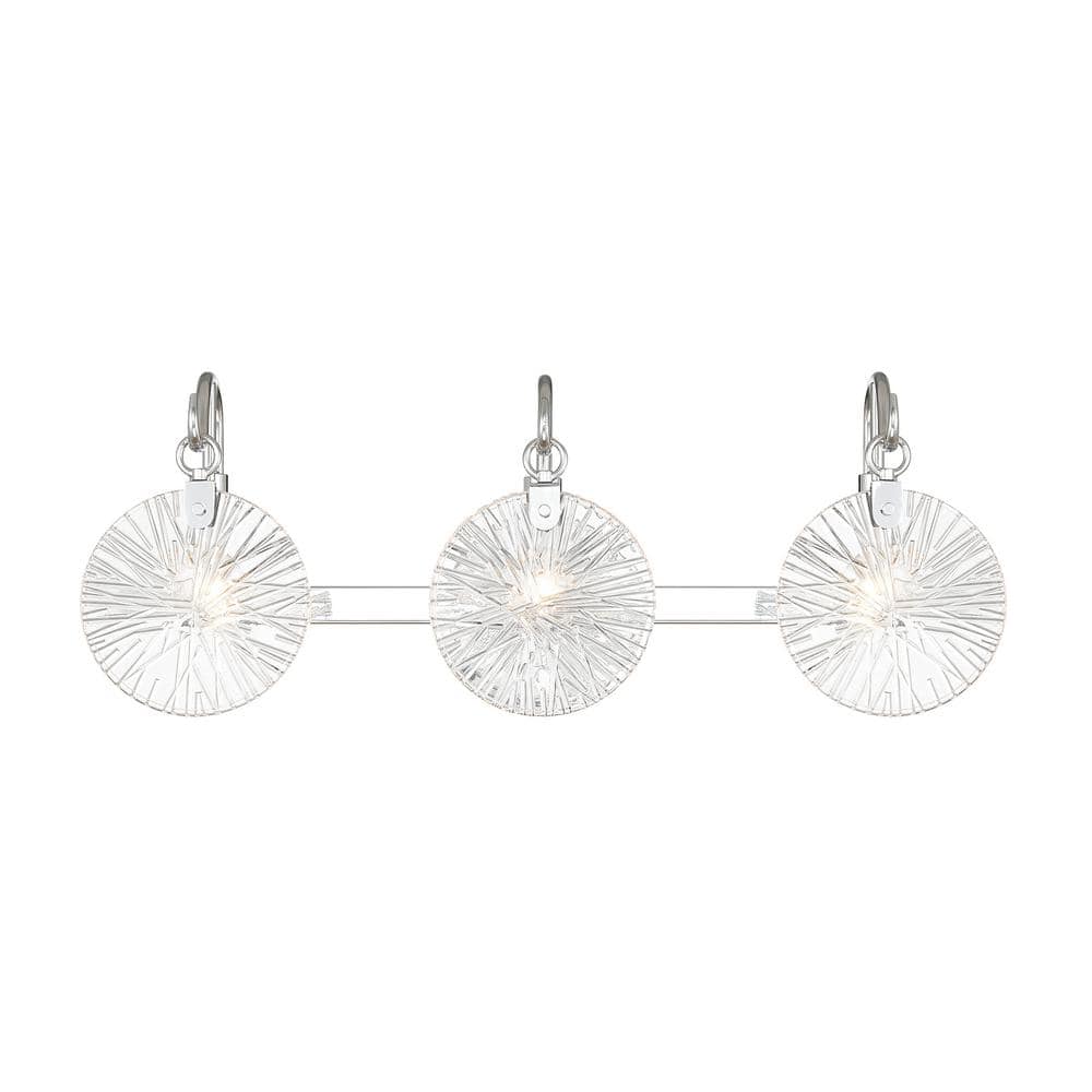 Addison 24 in. 3-Light Polished Chrome Bathroom Vanity Light with Clear Starburst Glass Shades price history on PriceWatchPro