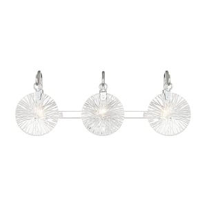 Addison 24 in. 3-Light Polished Chrome Bathroom Vanity Light with Clear Starburst Glass Shades