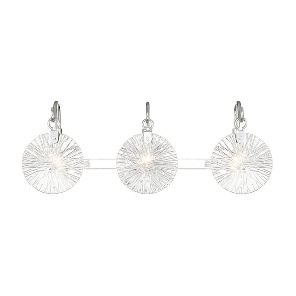 Savoy House Addison 24 in. 3-Light Polished Chrome Bathroom Vanity Light with Clear Starburst Glass Shades