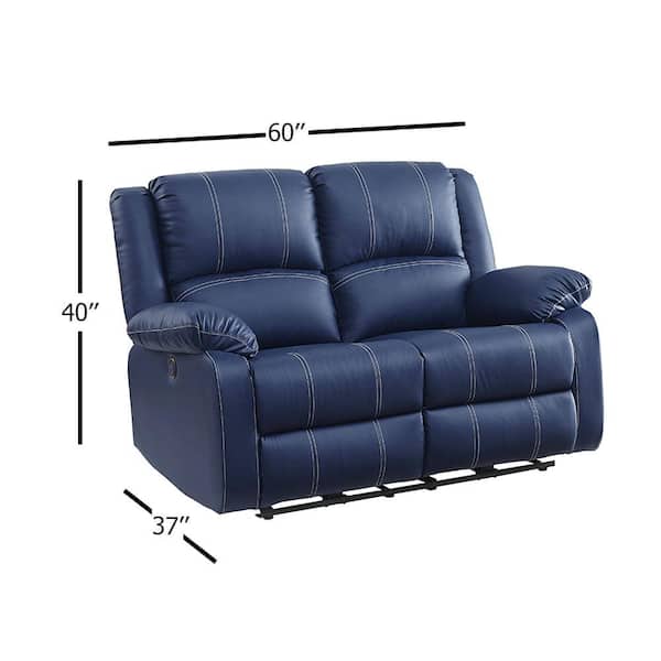 Acme Furniture Zuriel Blue PU Recliner 54616 - The Home Depot
