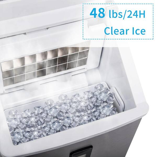 Portable Counter-top Ice Maker Machine for Crystal Ice Cubes in 48 lbs/24H  with Ice Scoop