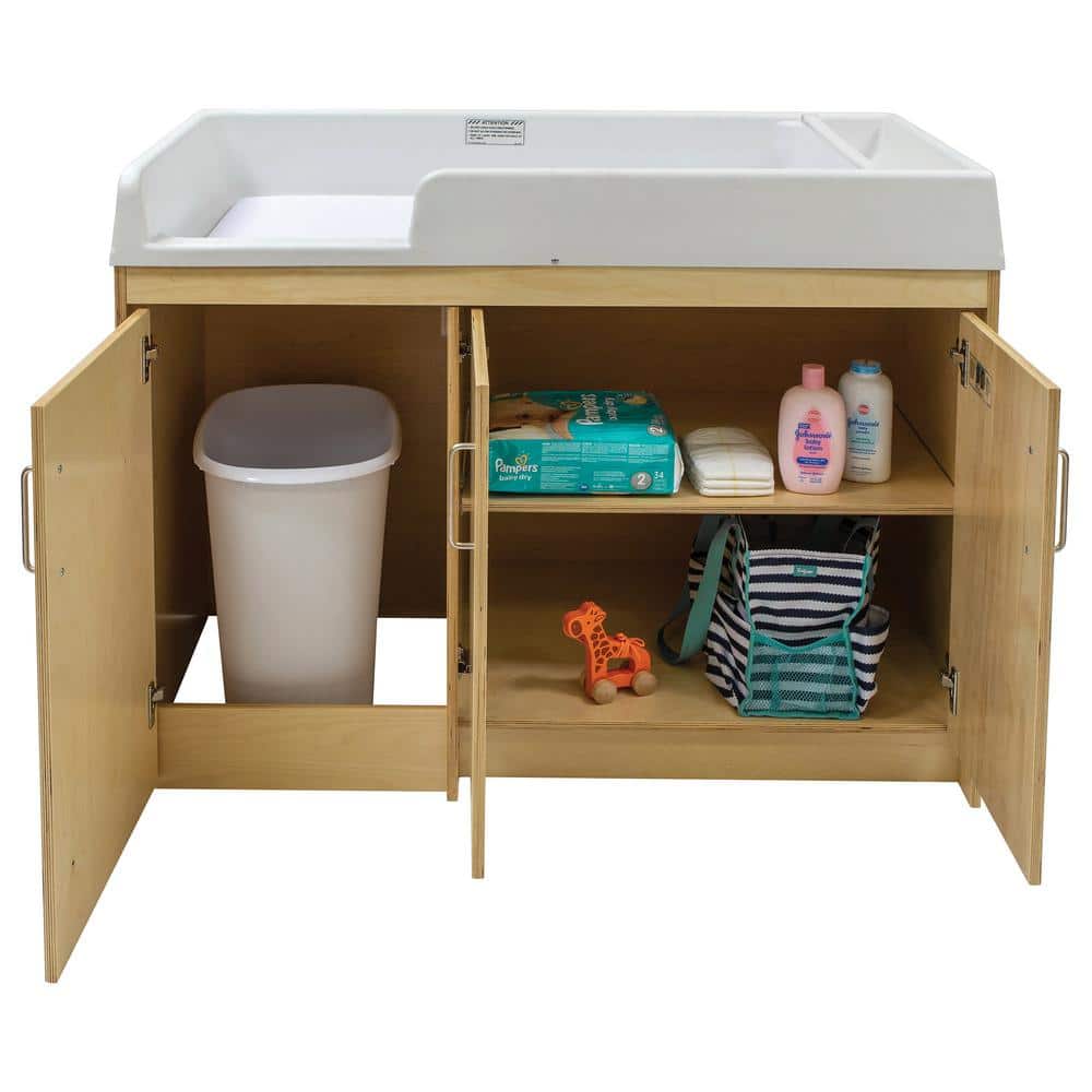 TOT MATE Natural Birch UV Finish Plywood Infant Changing Table ...