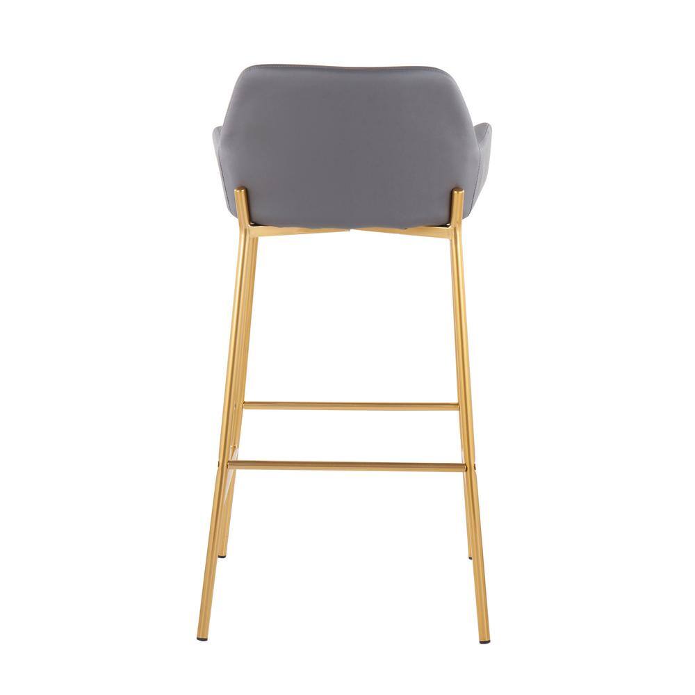 Set of 2 Gold Metal and Gray Faux Leather Bar Stools