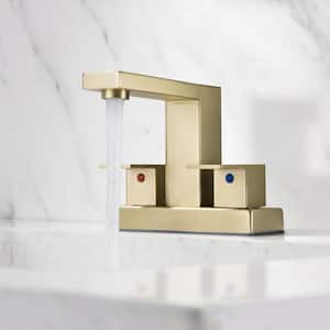 4 in. Centerset Deck Mounted 2-Handle Bathroom Faucet in Brushed Gold