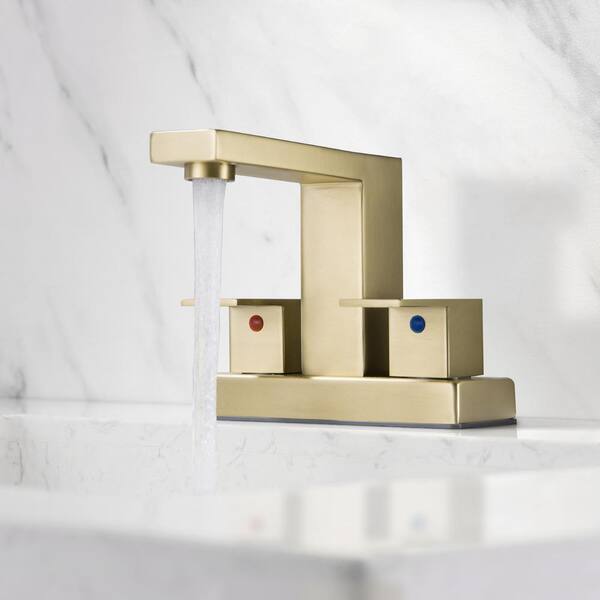 Tomfaucet 4 in. Centerset Deck Mounted 2-Handle Bathroom Faucet in Brushed Gold