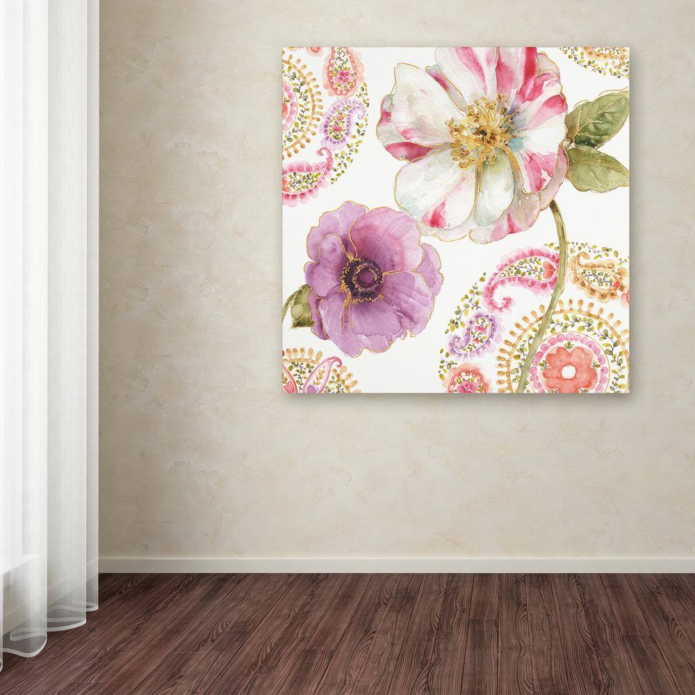 14 x 14 Multicolor Floral Paisley Canvas Wall Art