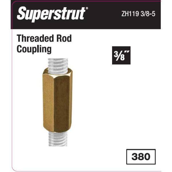 Superstrut 3 8 In Threaded Rod Coupling Gold Galvanized 5 Pack Zh119 3 8 5 The Home Depot