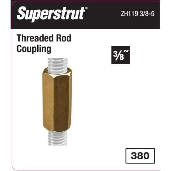 3/8 in. Threaded Rod Coupling - Gold Galvanized (Strut Fitting) (5-Pack)