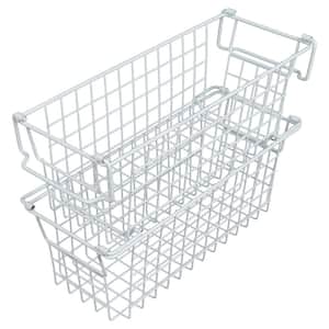 Set of 2 Storage Bins - Basket Set for Toy, Kitchen, Bathroom, and Closet Storage Organizers with Handles (White)