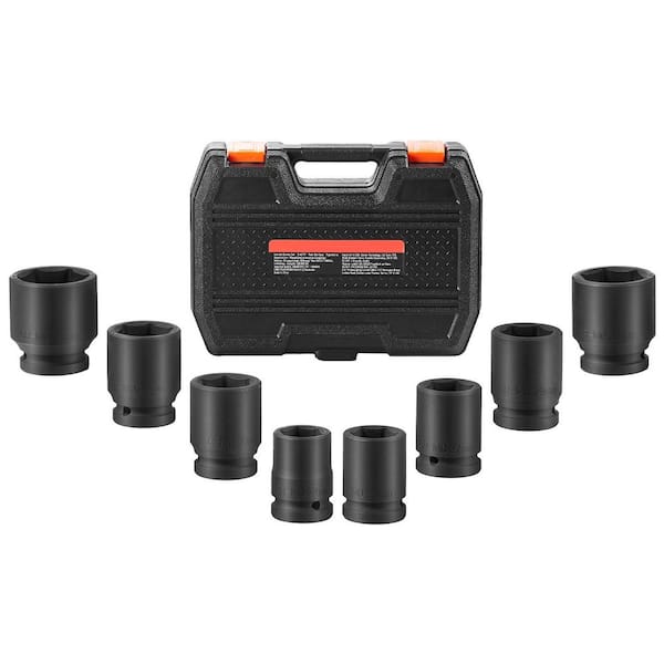 SKYSHALO Axle Nut Impact Socket Set, 3/4 in. Drive 6-Point 8-Piece Metric Spindle Nut Socket Set, CR-MO Heat Treated