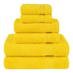 Premium Quality 100% Cotton 6-Piece Bath Towel Set, Yellow