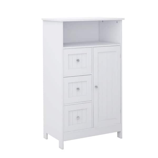 AMA 23.62 in. W x 11.8 in. H x 39.57 in. D White Over-the-Toilet Storage Bathroom Standing Cabinet 3 Drawers 1 Door