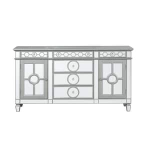 Geneva Silver Champagne Wood 66 in. Buffet with Mirror Fronts