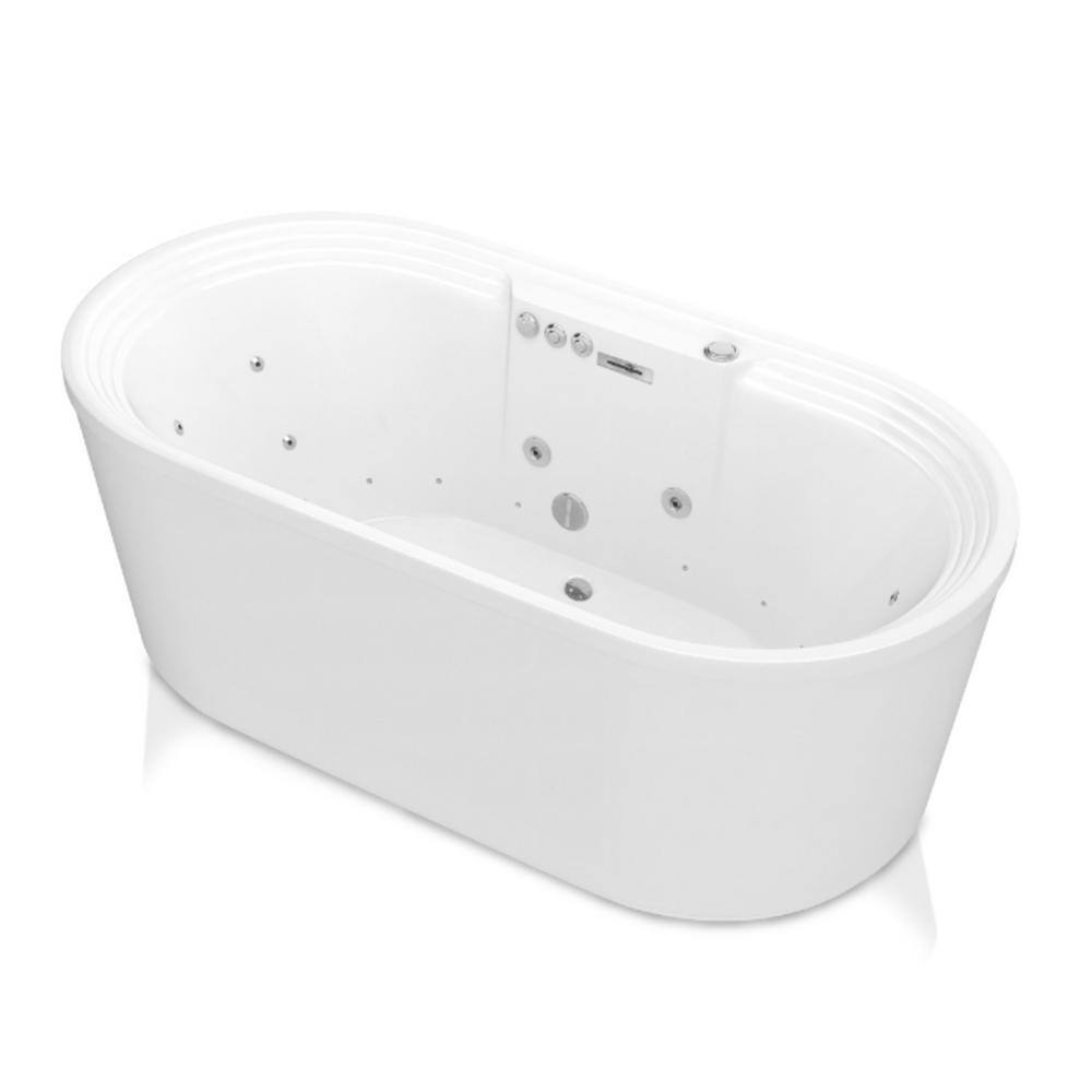 Sofi 67" Freestanding White Acrylic Whirlpool Bathtub with Heater