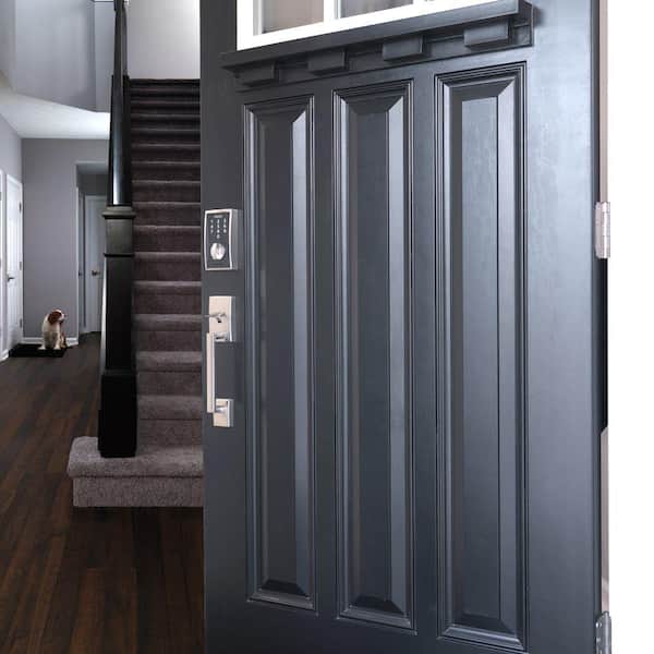 Century Touch Electronic Door Lock Deadbolt and Georgian Knob in Matte Black