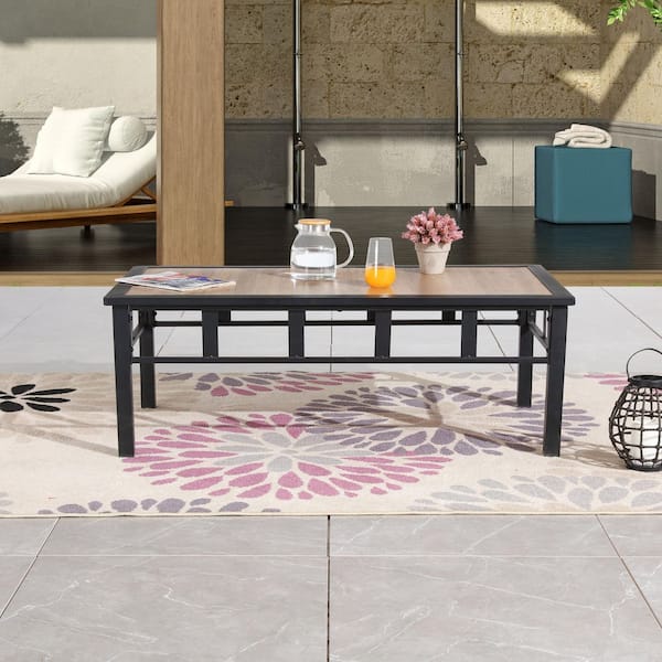 TOP SPACE Brown Metal Outdoor Coffee Table