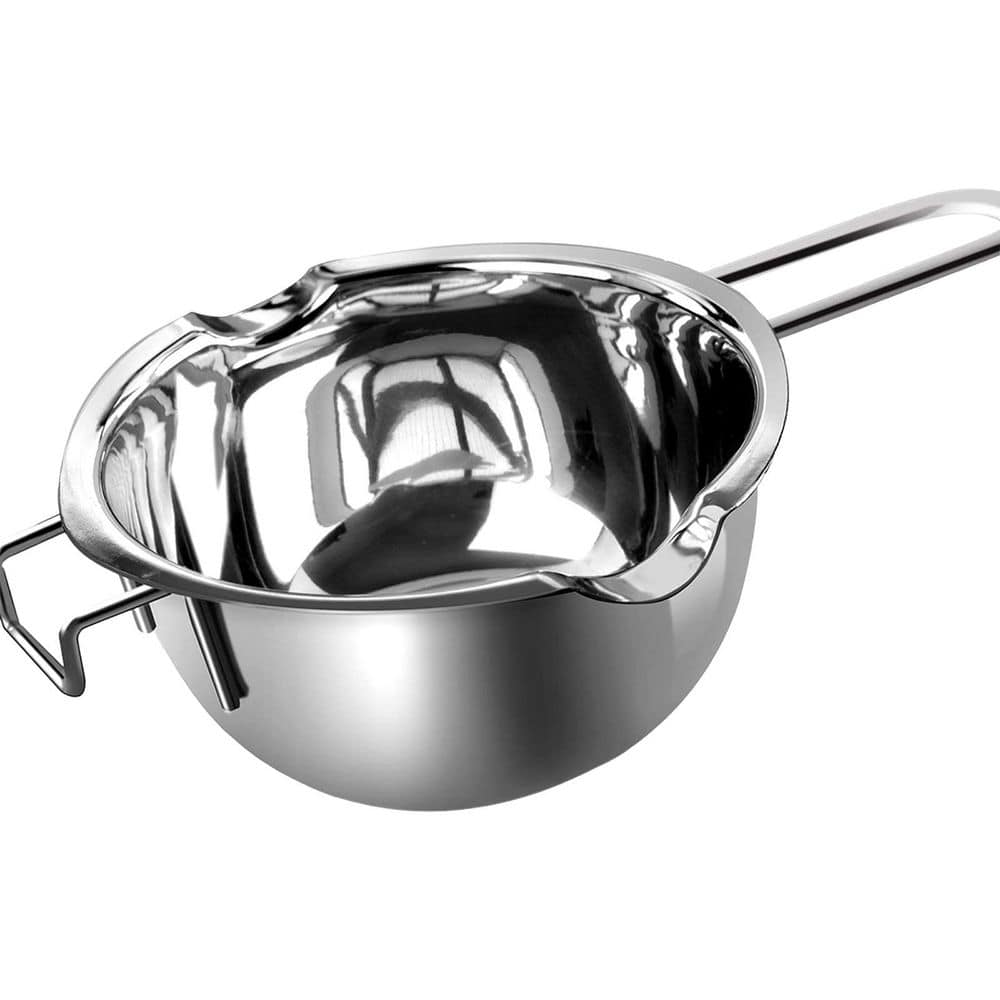 Stainless Steel Double Boiler Pot 1000ml 34 oz. Silver Melting Pot with Heat Resistant Handle and Dual Pour Spouts - Thumbnail 2