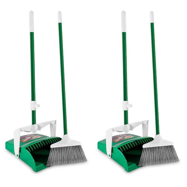 Heavy Duty Long Handle Lobby Broom Dust Pan Set For Home And Commercial Sweep 