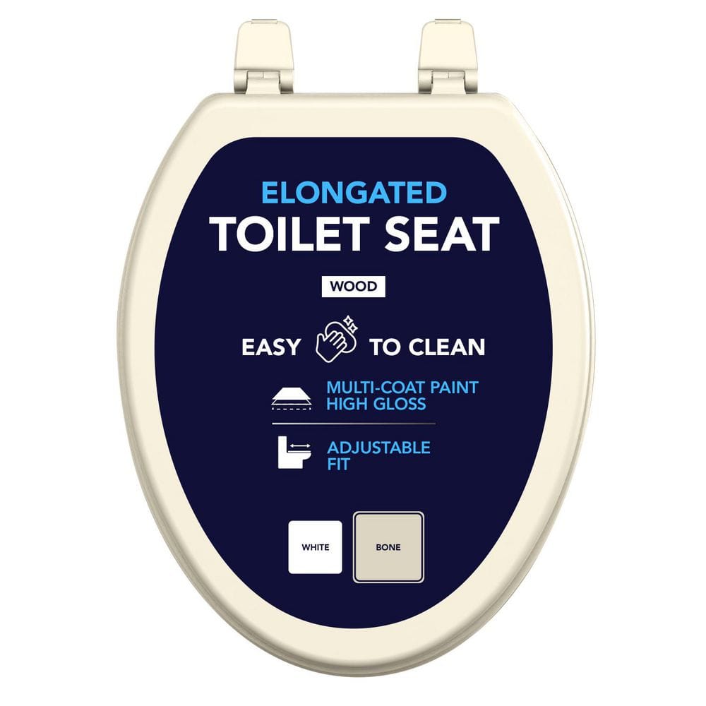 Elongated Toilet Seat with Adjustable Hinges in Bone Molded Wood, Standard Size Fit price history on PriceWatchPro