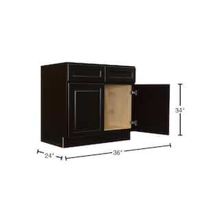 LaPort Assembled 36 in. x 34.5 in. x 24 in. Sink Base Cabinet with 2 Doors and 1 Dummy Drawer Face in Dark Espresso