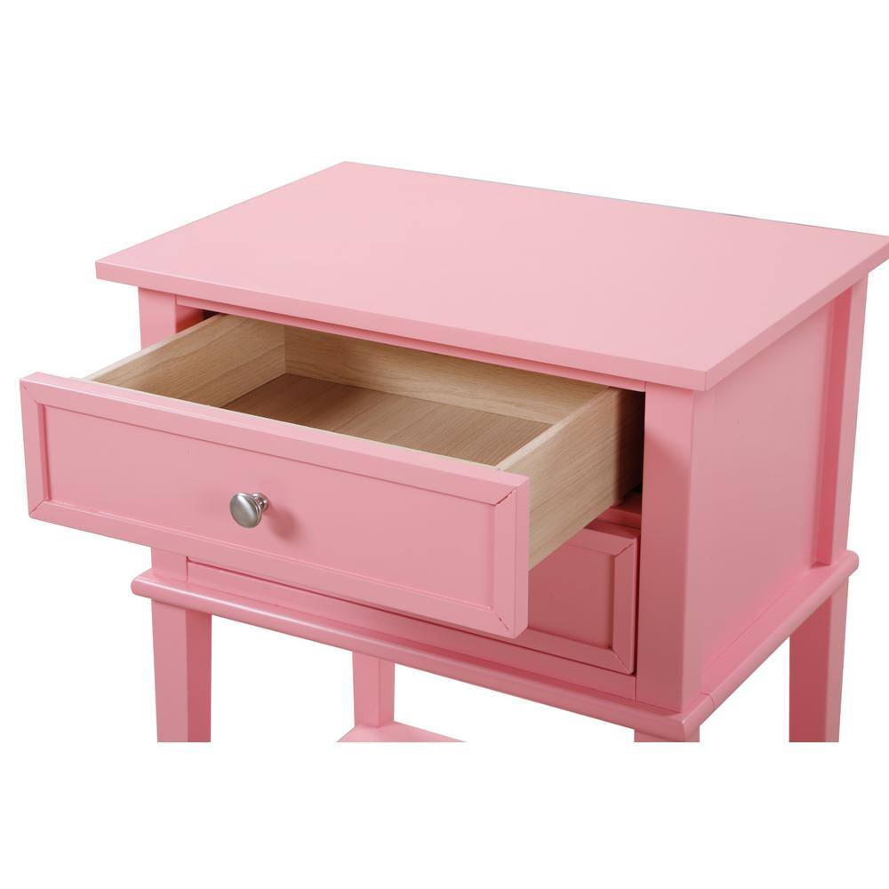 Newton Pink 2-Drawer Nightstand with Open Shelf