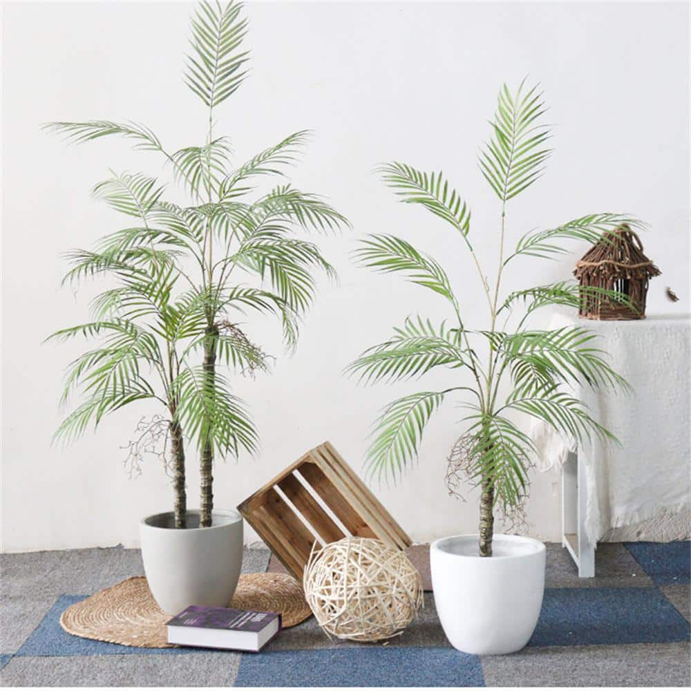 5 ft. Artificial Palm Tree, Tall Decorative Fake Palm Tree in Pot, Large Fa