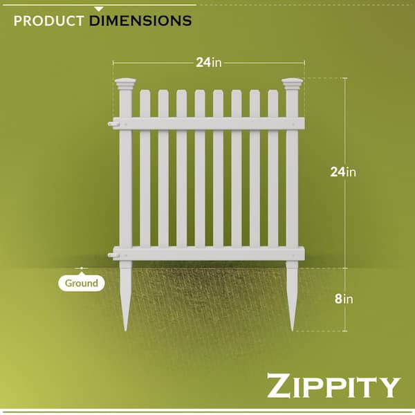 Zippity Outdoor Products Roger Rabbit 2 ft. x 2 ft. White Picket Vinyl Fence Panel Kit (3 Pack)