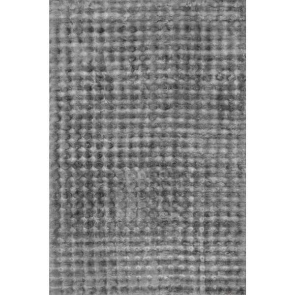 Ivana Checkered Plush Cloud Washable Dark Grey 3 ft. x 5 ft. Indoor Area Rug