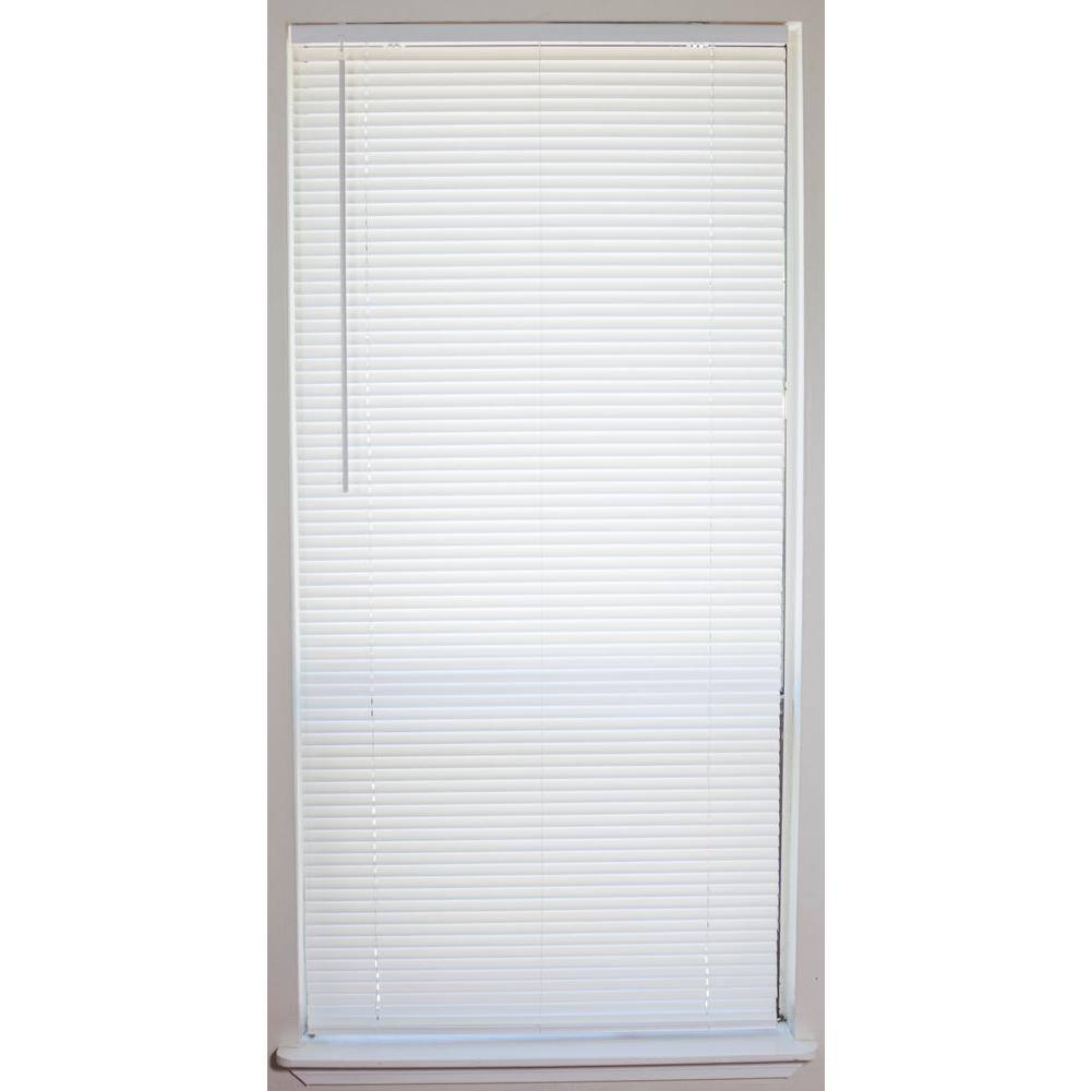 White Cordless 1 In Vinyl Mini Blind 33 In W X 64 In L 201504007 The Home Depot