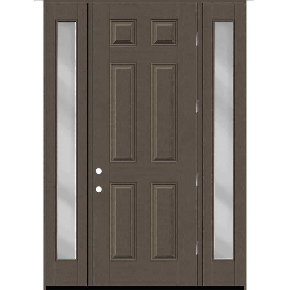 Regency 64 in. x 96 in. 6 Panel LHOS Ashwood Stain Mahogany Fiberglass Prehung Front Door w/Clear12in. SLs 4-9/16 price history on PriceWatchPro