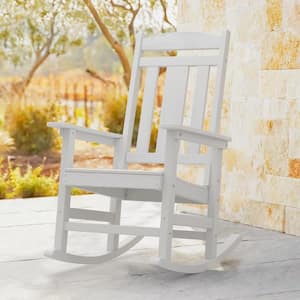 Orlando White Poly Plastic All Weather Resistant Outdoor Indoor Proch Rocker Patio Outdoor Rocking Chair