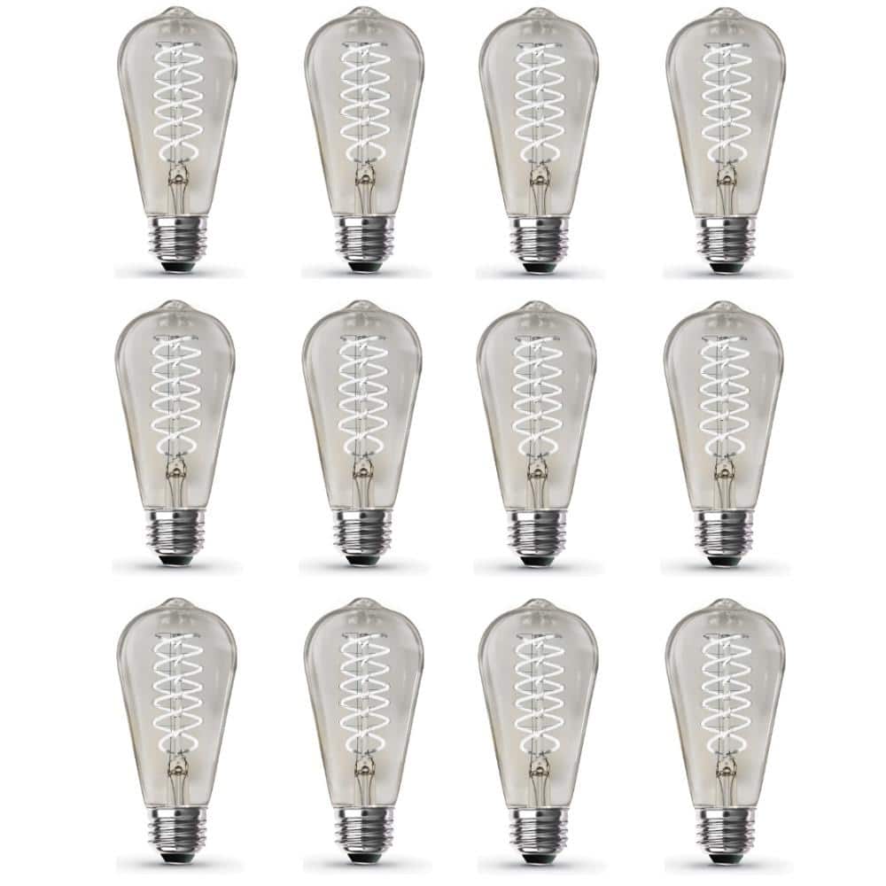 60-Watt Equivalent ST19 Dimmable Spiral Filament Clear Glass E26 Vintage Edison LED Light Bulb, Daylight (12-Pack) price history on PriceWatchPro