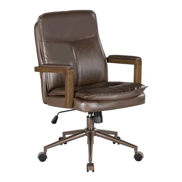 Woodlands Faux Leather Upholstered Office Chair in Chocolate with Non-Adjustable Arms
