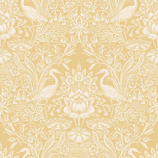 Brewster Elegans Mustard Crane Toile Paper Strippable Roll (Covers 56.4 sq. ft.)